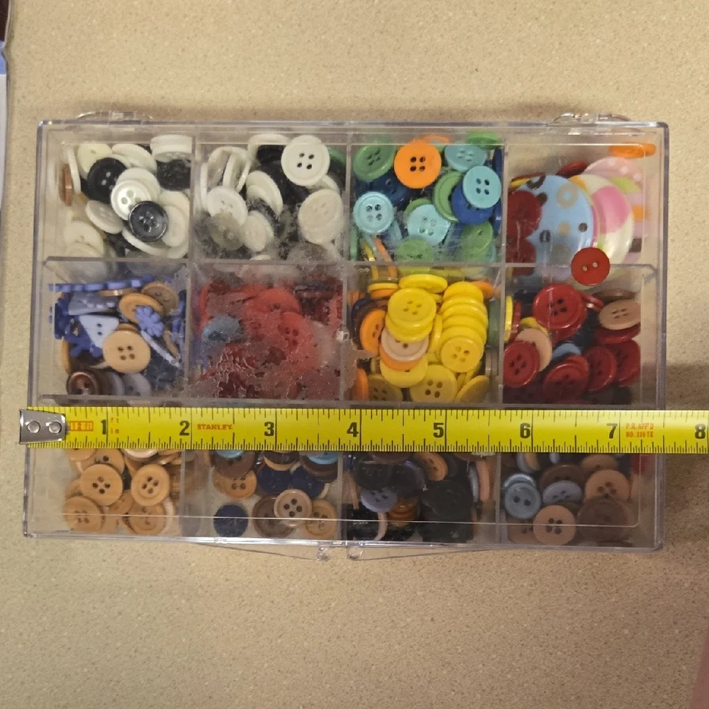 Multi-Color Button Lot With Storage Container